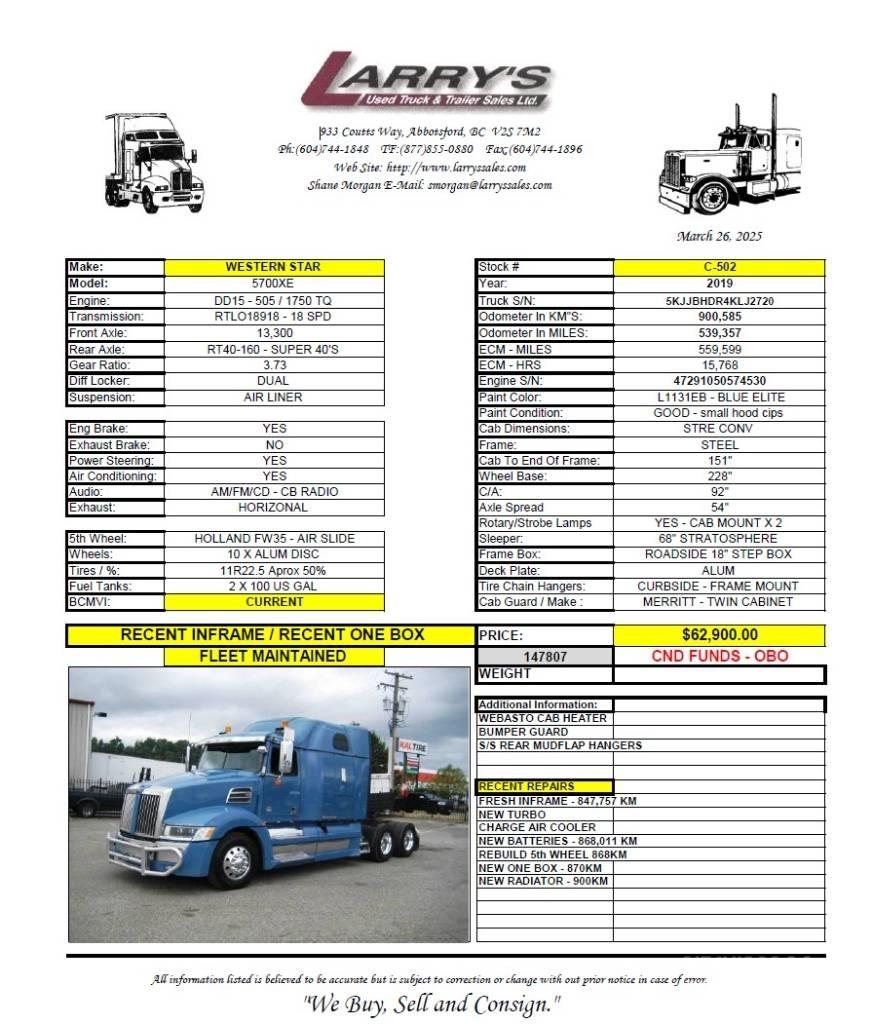 Western Star 5700 XE Prime Movers