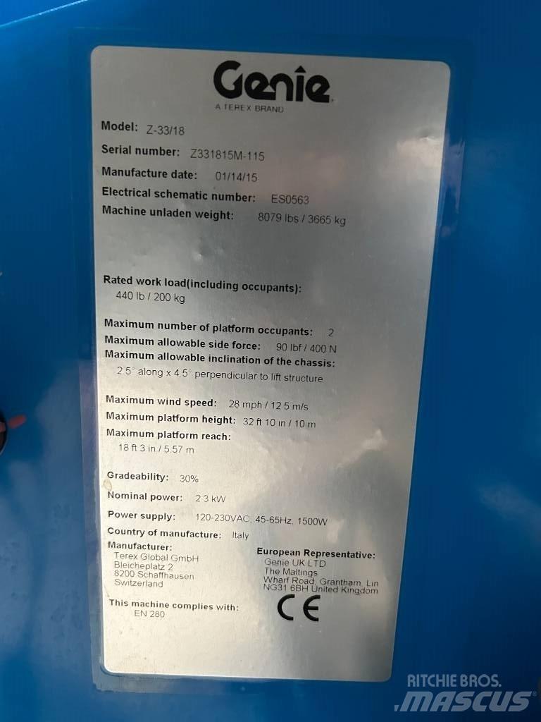 Genie Z 33/18 Articulated boom lifts