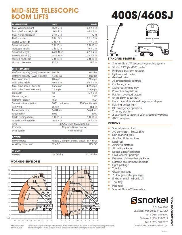 Snorkel 400S Telescopic boom lifts