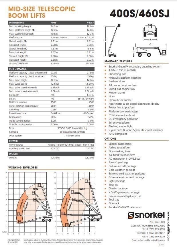 Snorkel 460SJ Telescopic boom lifts