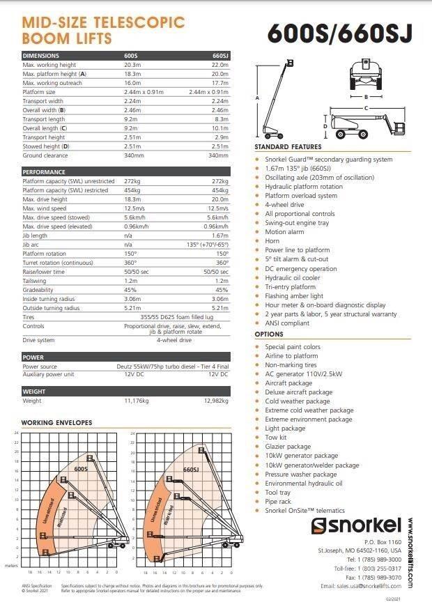 Snorkel 660SJ Telescopic boom lifts