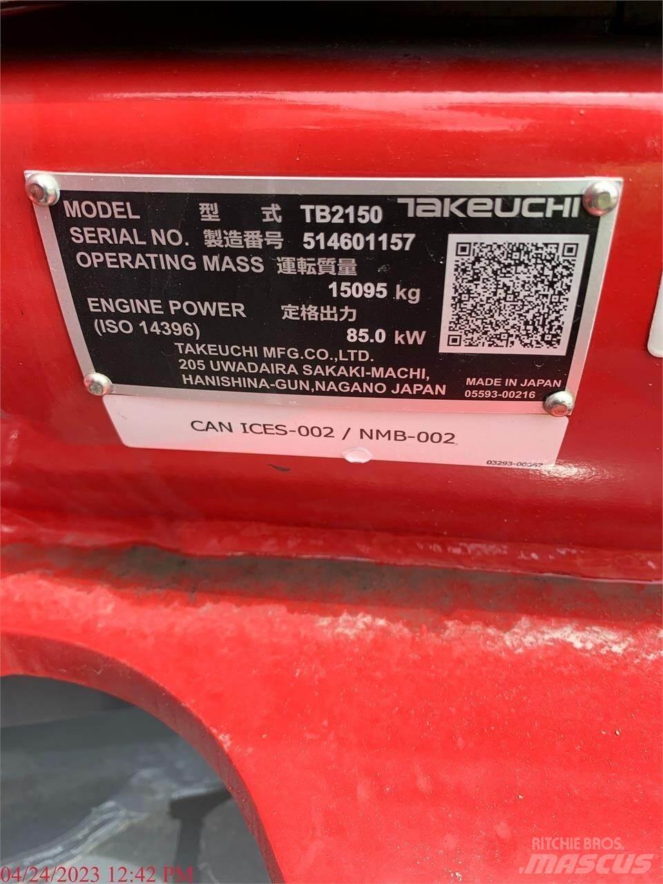 Takeuchi TB2150 Crawler excavators