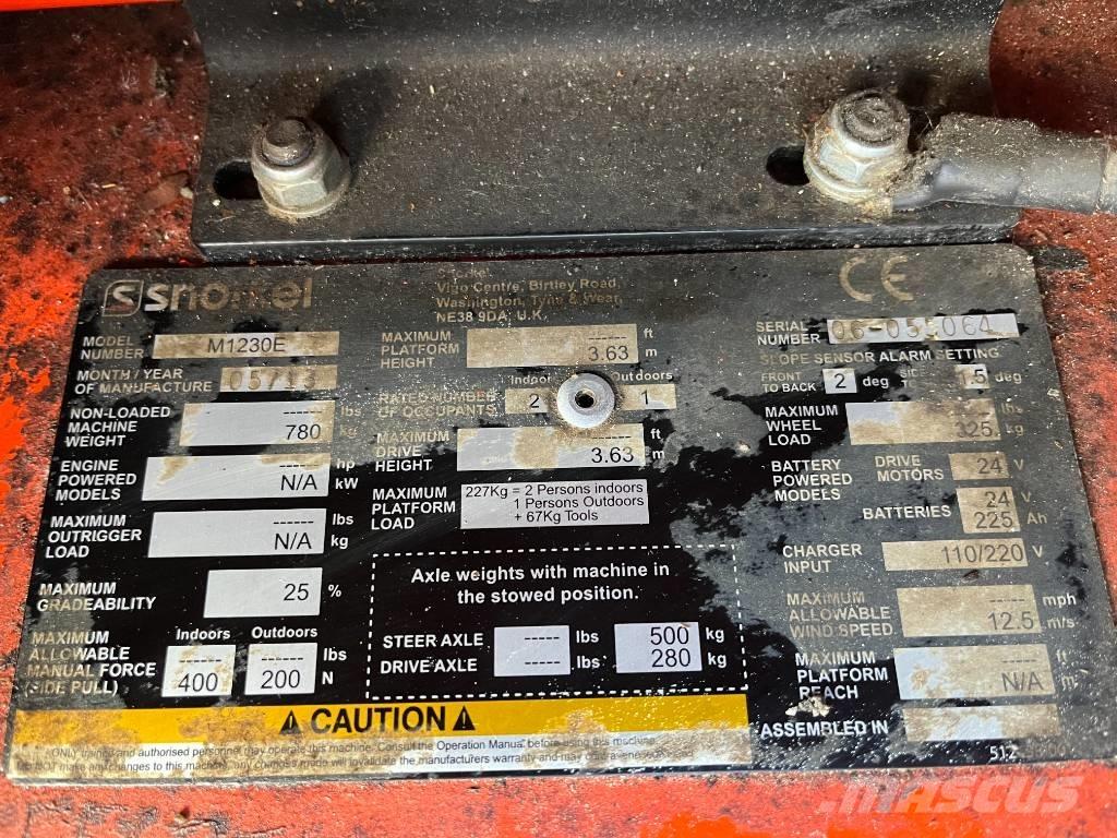 Snorkel TM 12 Used Personnel lifts and access elevators