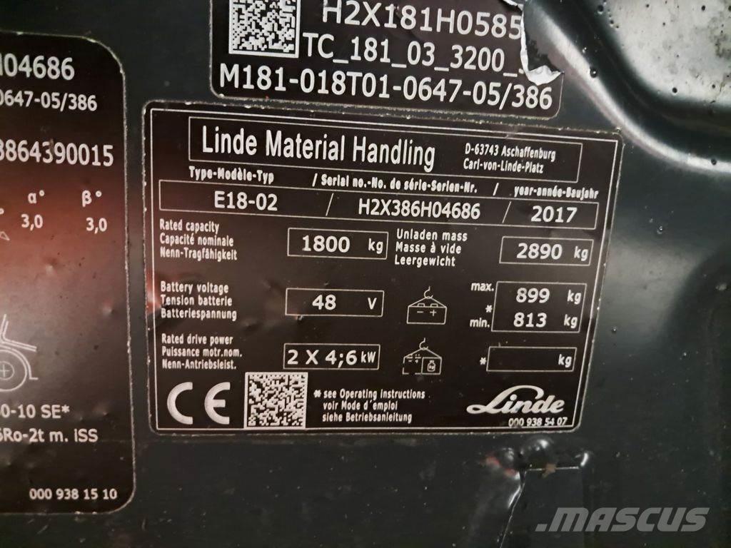 Linde E18-02 Electric forklift trucks