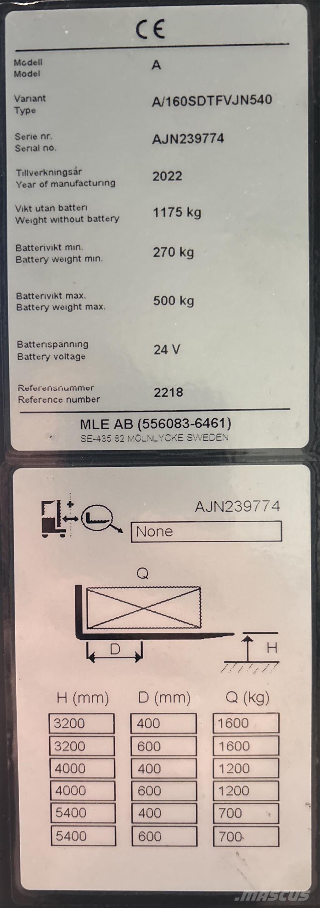 Atlet A160 Self propelled stackers