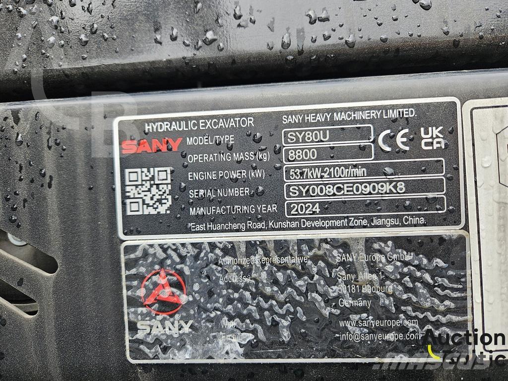 Sany SY80U Mini excavators  7t - 12t