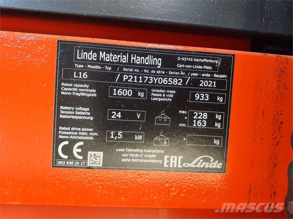 Linde L16i Pedestrian stacker
