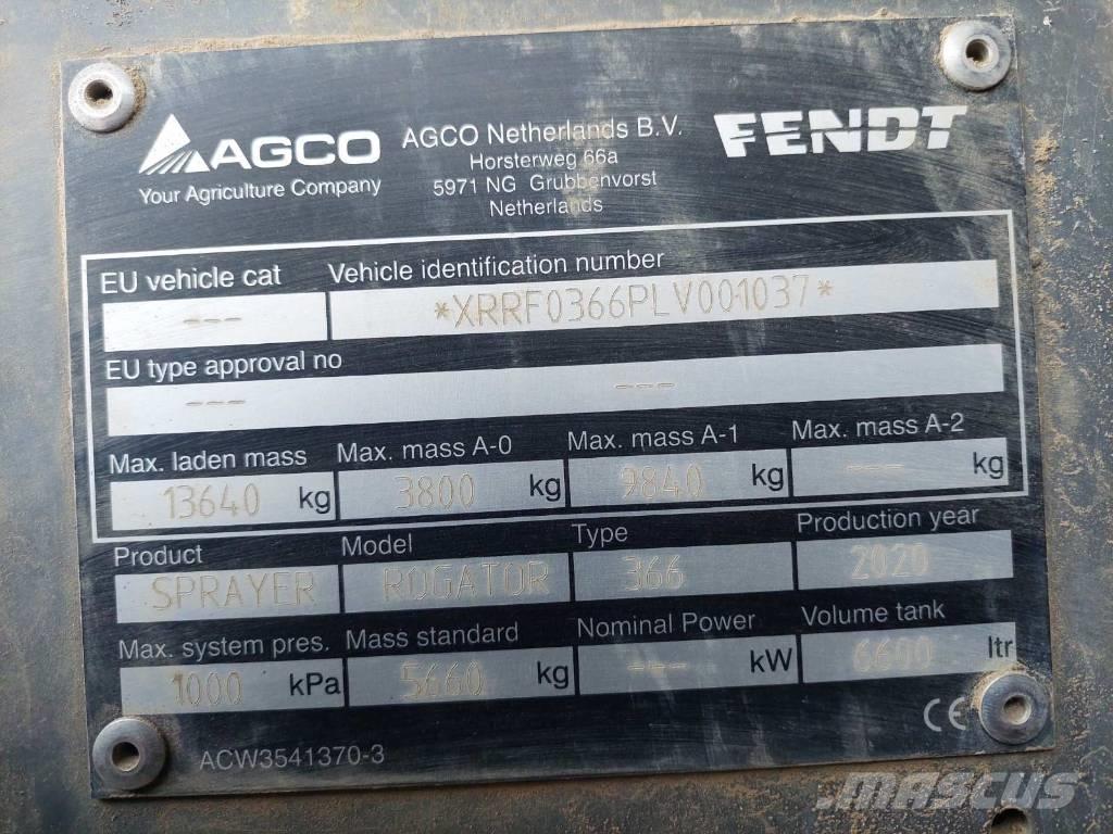Fendt ROGATOR 366 Trailed sprayers