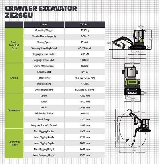 Zoomlion ZE26GU Mini excavators < 7t (Mini diggers)
