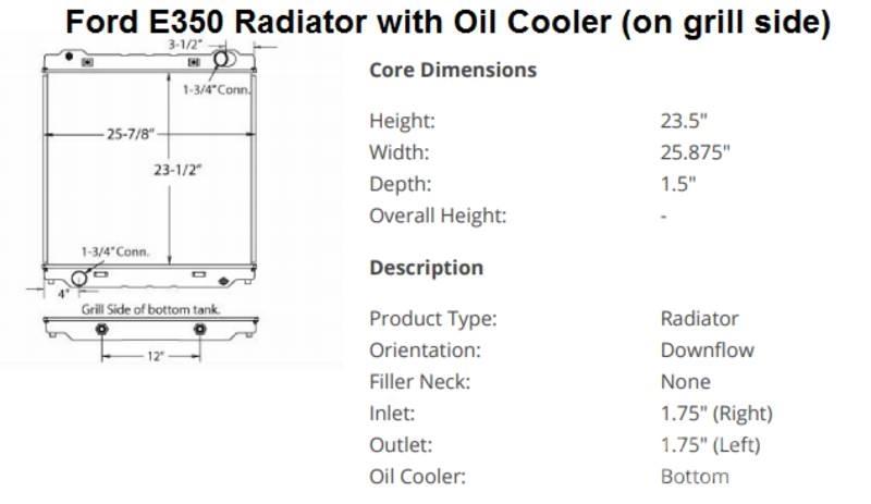 Ford E350 Radiators