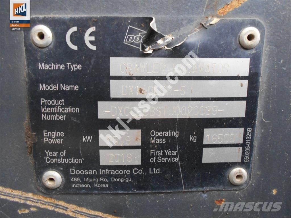 Doosan DX 140 LCR-5 Crawler excavators