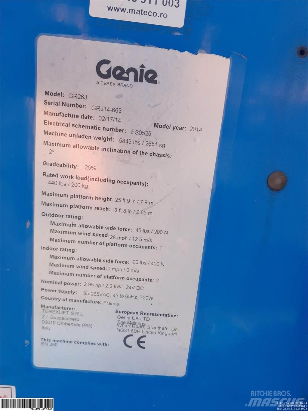 Genie GR26J Used Personnel lifts and access elevators
