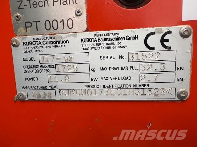 Kubota U17-3 Mini excavators  7t - 12t
