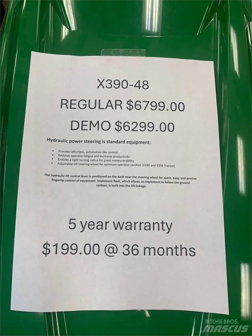 John Deere X390 Compact tractors