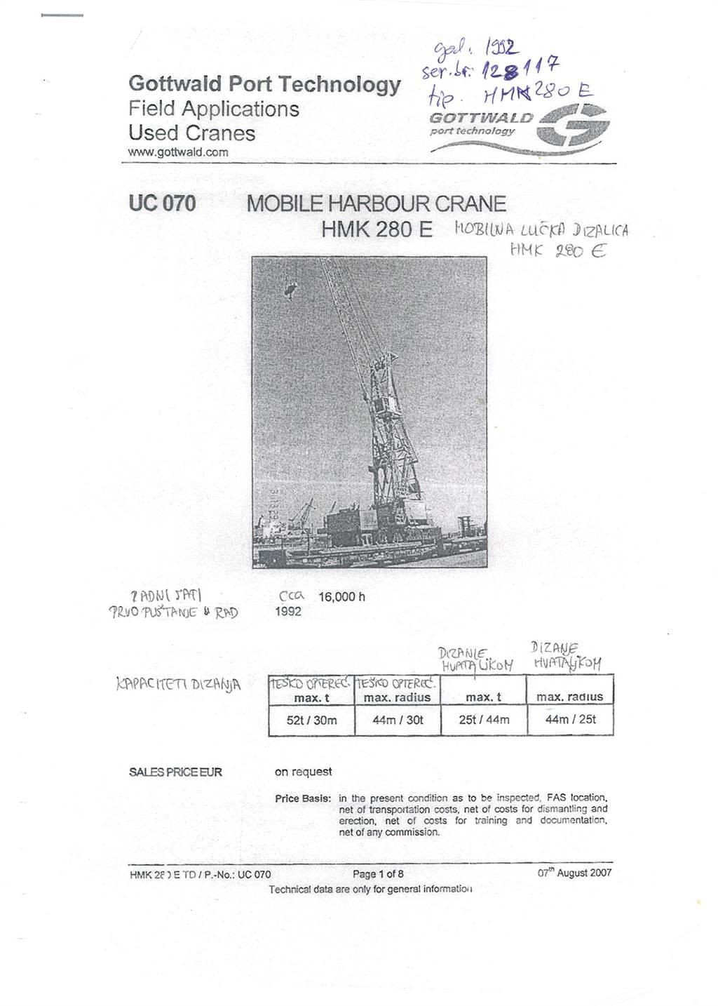 Gottwald HMK 280 E Tower cranes
