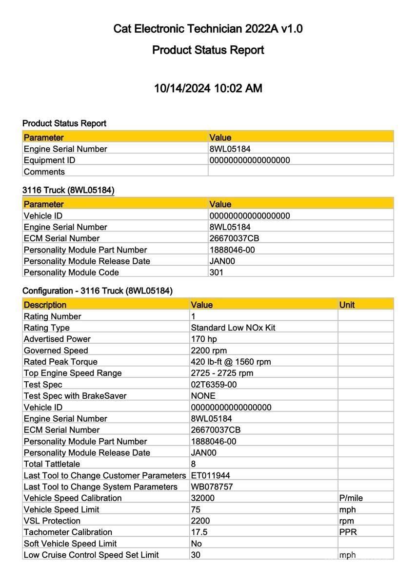 CAT 3116 Electronics