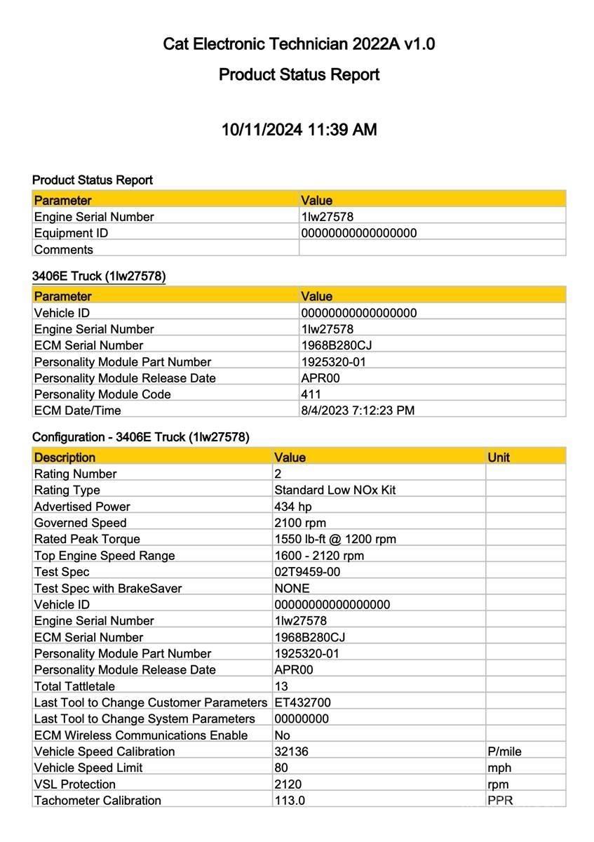 CAT 3406E Electronics