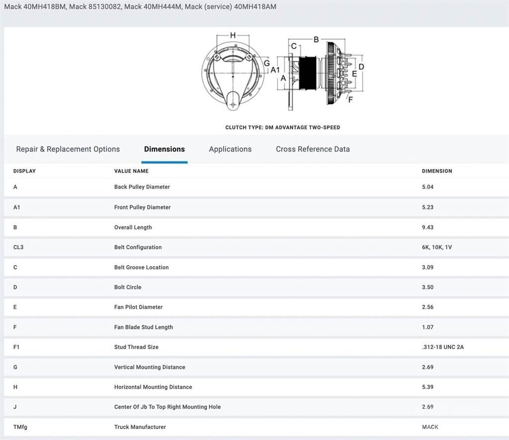 Mack ASET Other components