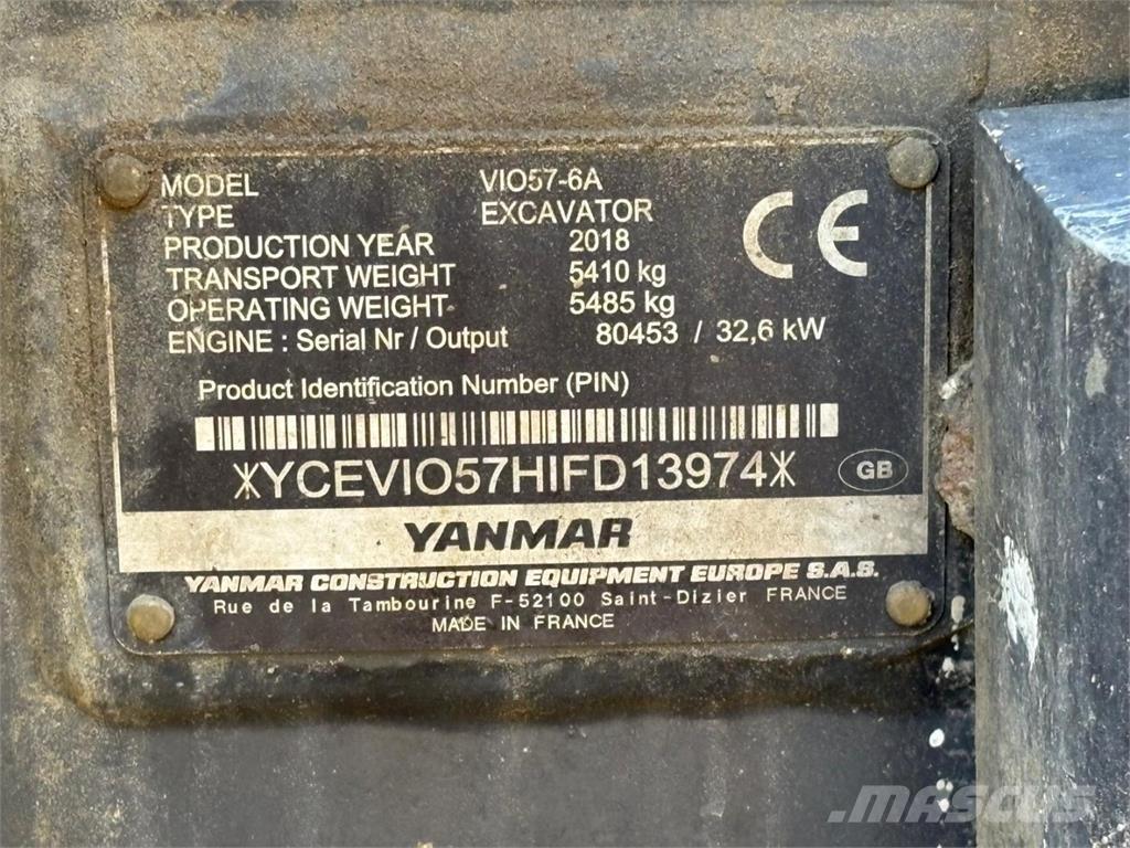 Yanmar VIO 57-6A Mini excavators < 7t (Mini diggers)