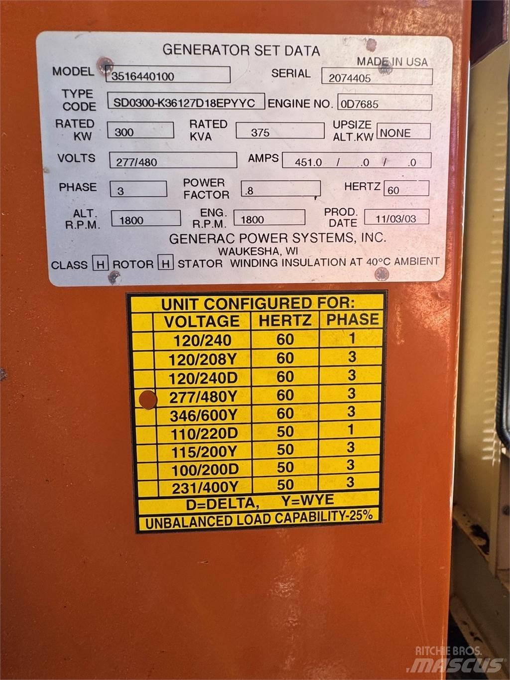 Generac SD300 Diesel Generators