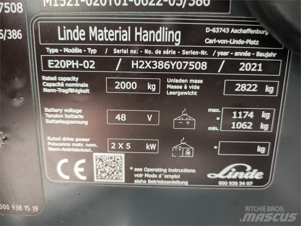 Linde E20PH-02-386-EVO Electric forklift trucks