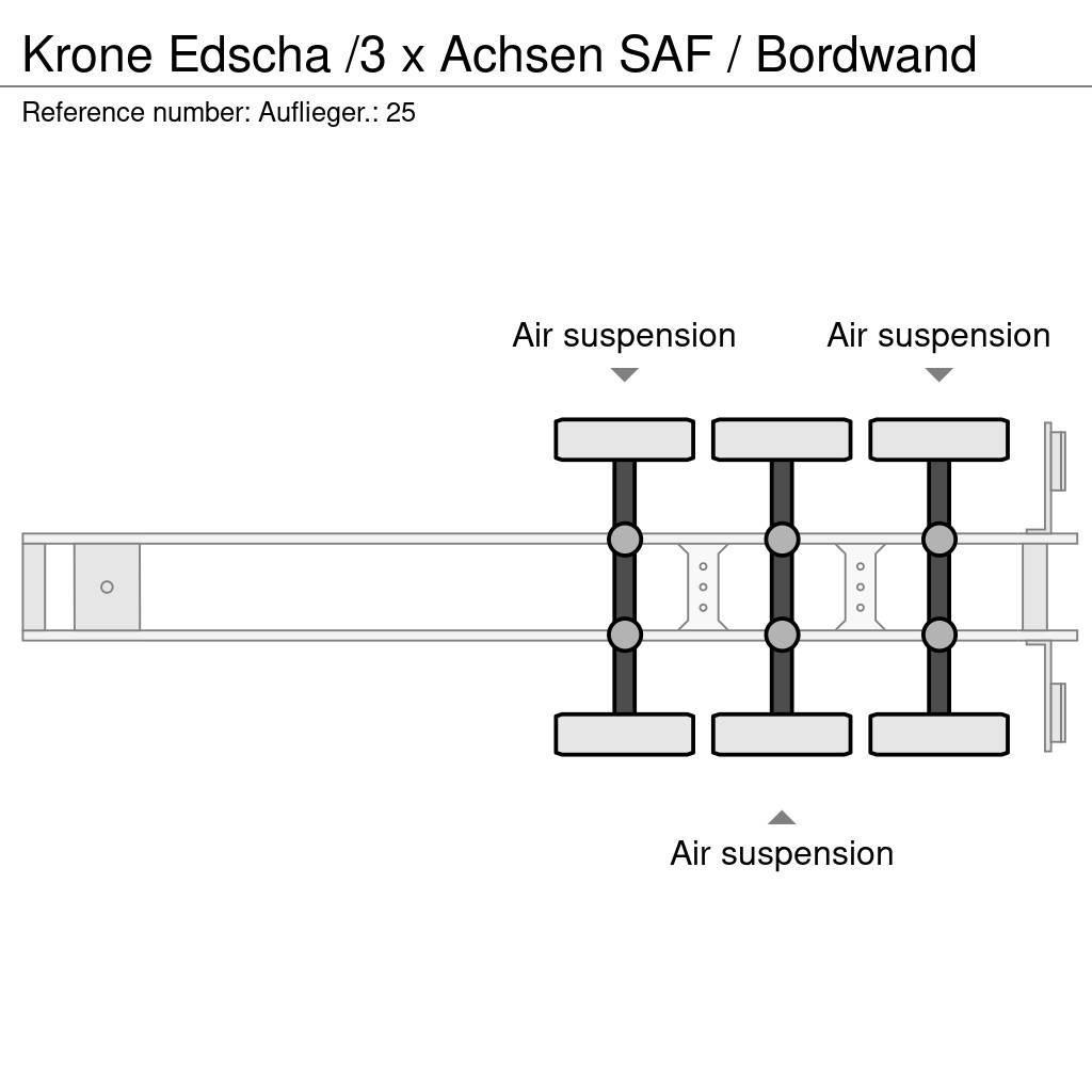 Krone Edscha /3 x Achsen SAF / Bordwand Curtain sider semi-trailers