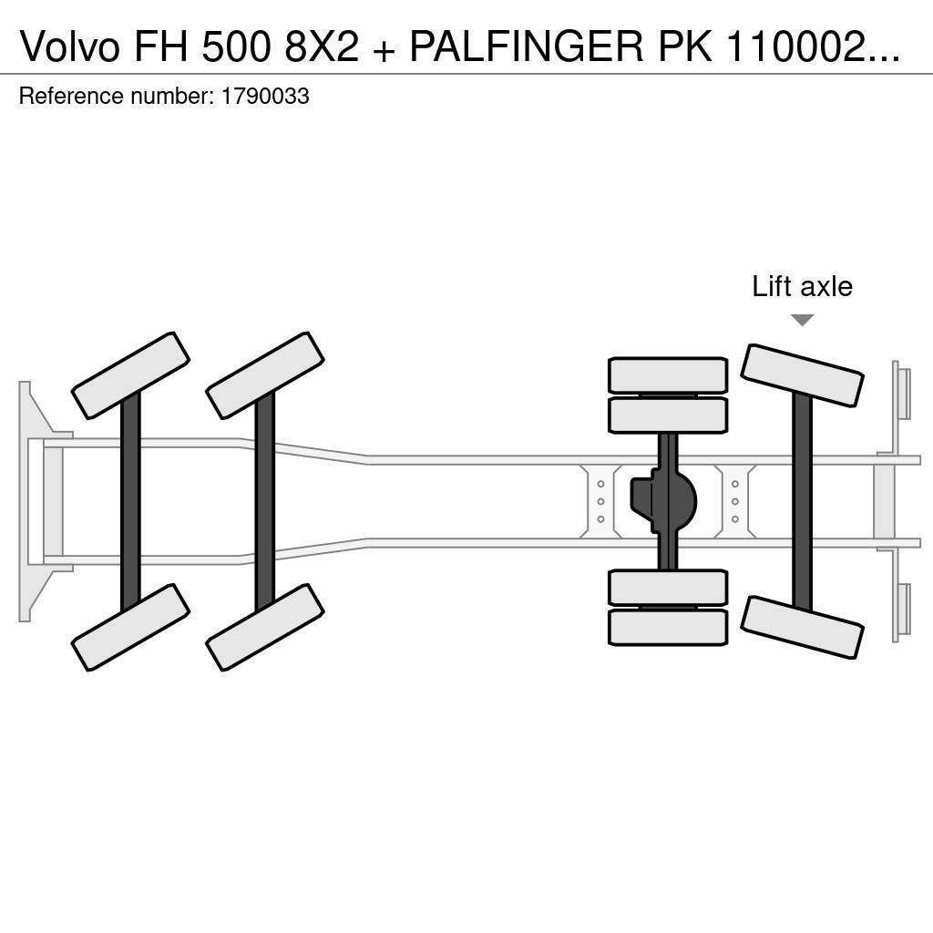 Volvo FH 500 8X2 + PALFINGER PK 110002-SH G + JIB PJ 125 Truck mounted cranes