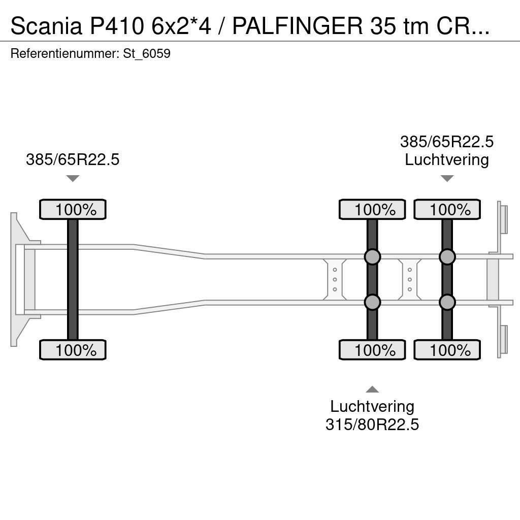 Scania P410 6x2*4 / PALFINGER 35 tm CRANE + WINCH Truck mounted cranes