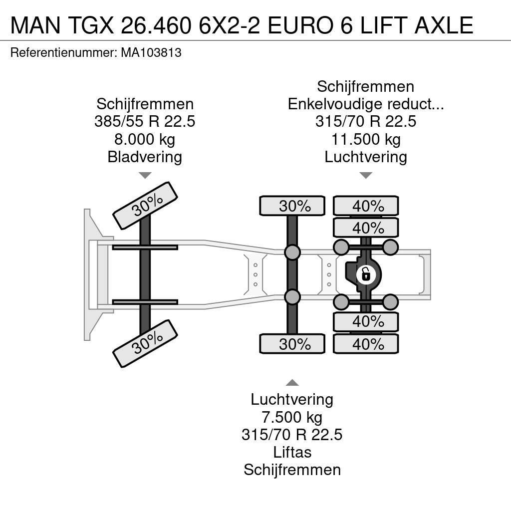 MAN TGX 26.460 6X2-2 EURO 6 LIFT AXLE Prime Movers