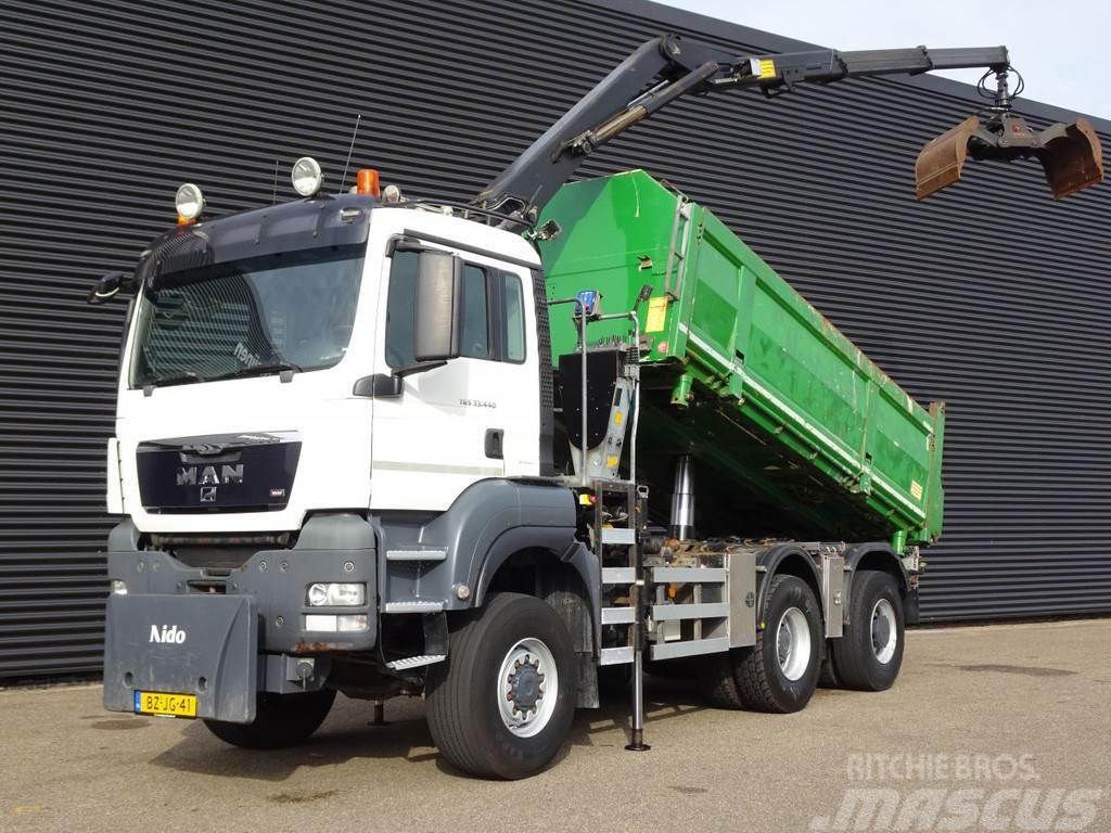 MAN TGS 33.440 / 6x6 / Z CRANE + 2 SIDE-TIPPER Truck mounted cranes