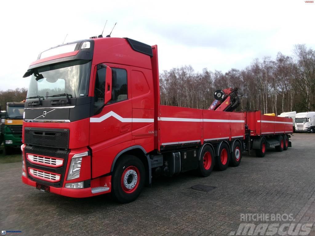 Volvo FH 500 8X4 + HMF 2120-K4 + drawbar trailer Flatbed / Dropside trucks