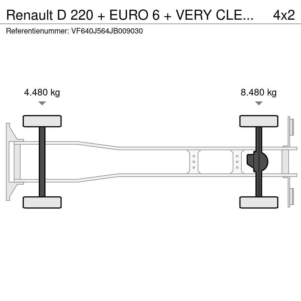 Renault D 220 + EURO 6 + VERY CLEAN + LIFT + 12t Box trucks