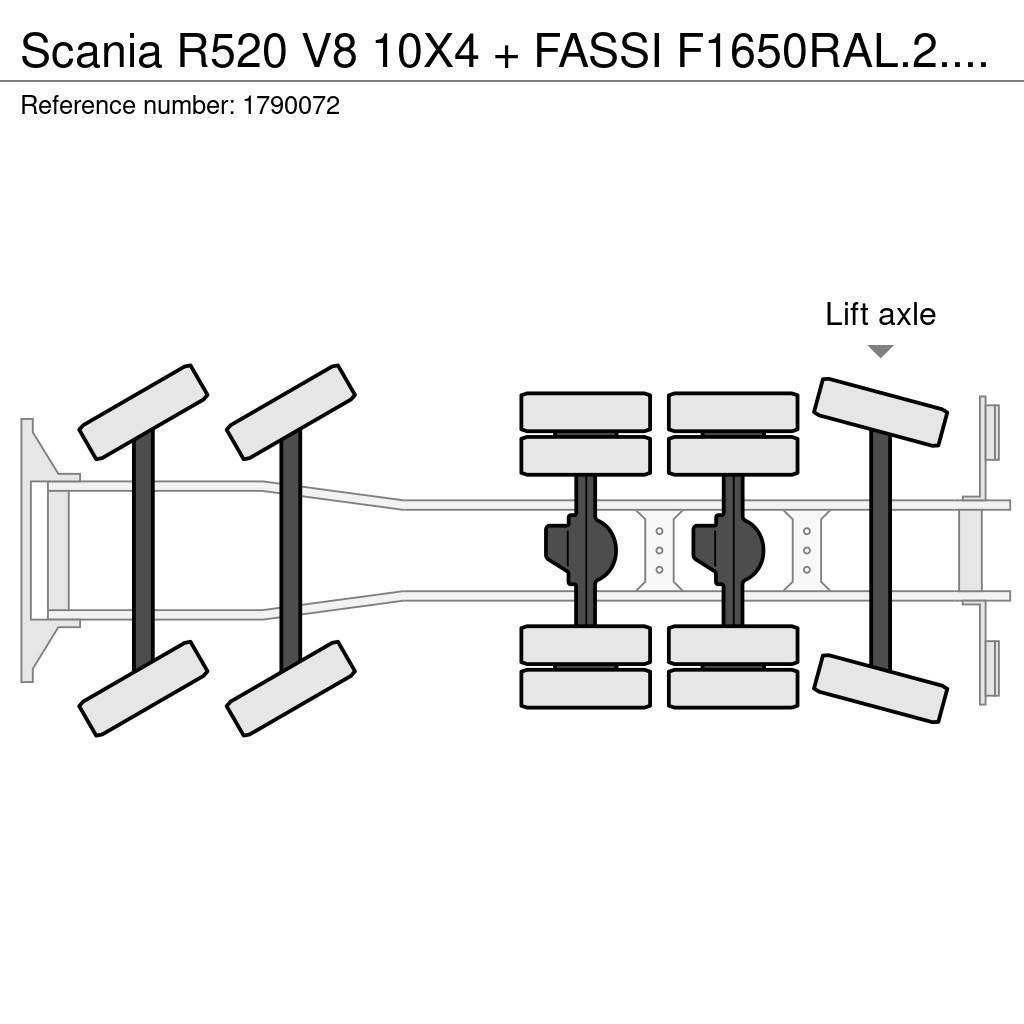Scania R520 V8 10X4 + FASSI F1650RAL.2.28 + JIB L616L KRA Truck mounted cranes