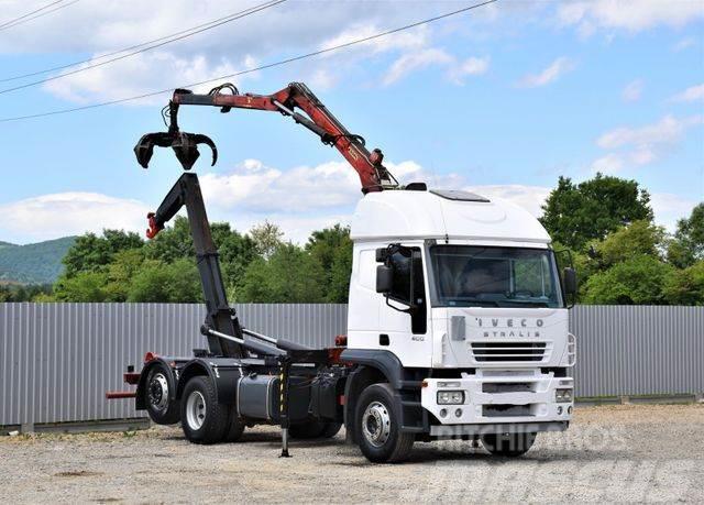 Iveco STRALIS 400 Abrollkipper + KRAN *TOPZUSTAND Truck mounted cranes