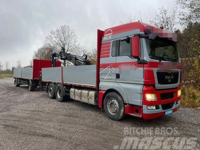 MAN 26.480 6X2 Baustoff Pritsche Hiab 166 Funk anhän Truck mounted cranes