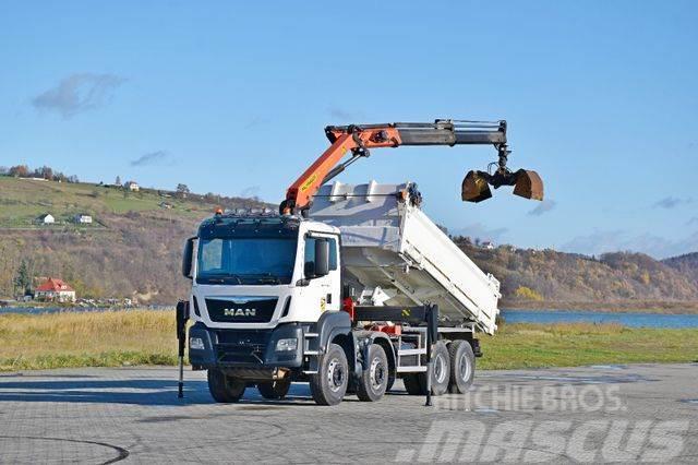 MAN TGS 35.480 * KIPPER 5,20m+ PK 14002/FUNK* 8x4 Truck mounted cranes