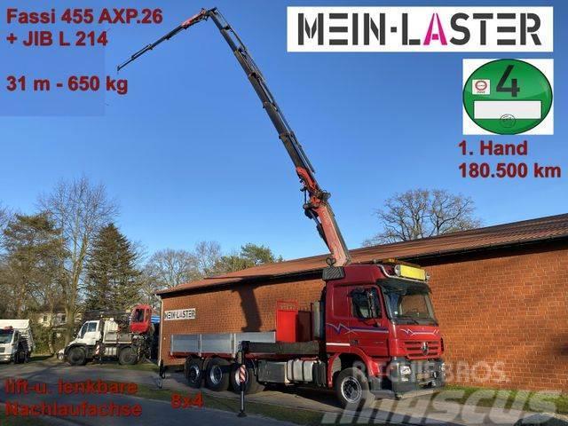 Mercedes-Benz 3548 Actros 8x4 Fassi 455 + JIB 31m Seilwinde Truck mounted cranes