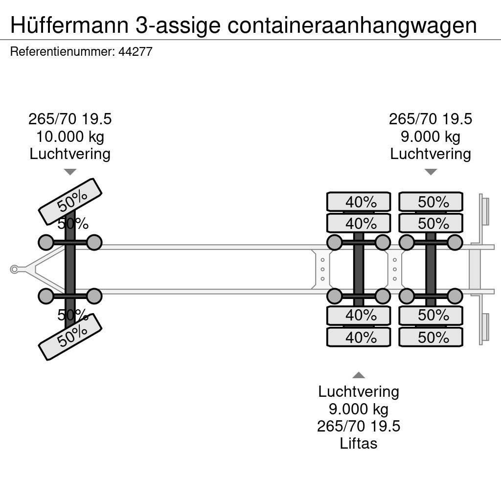 Hüffermann 3-assige containeraanhangwagen Container trailers