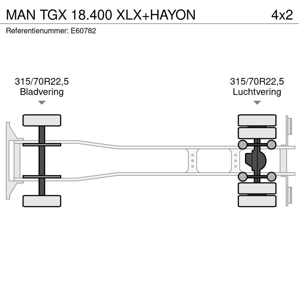 MAN TGX 18.400 XLX+HAYON Curtain sider trucks