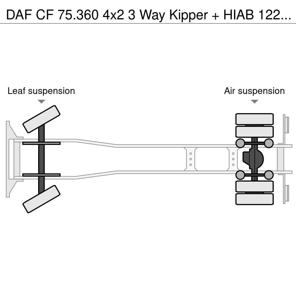 DAF CF 75.360 4x2 3 Way Kipper + HIAB 122 E-3 Hiduo Tipper trucks