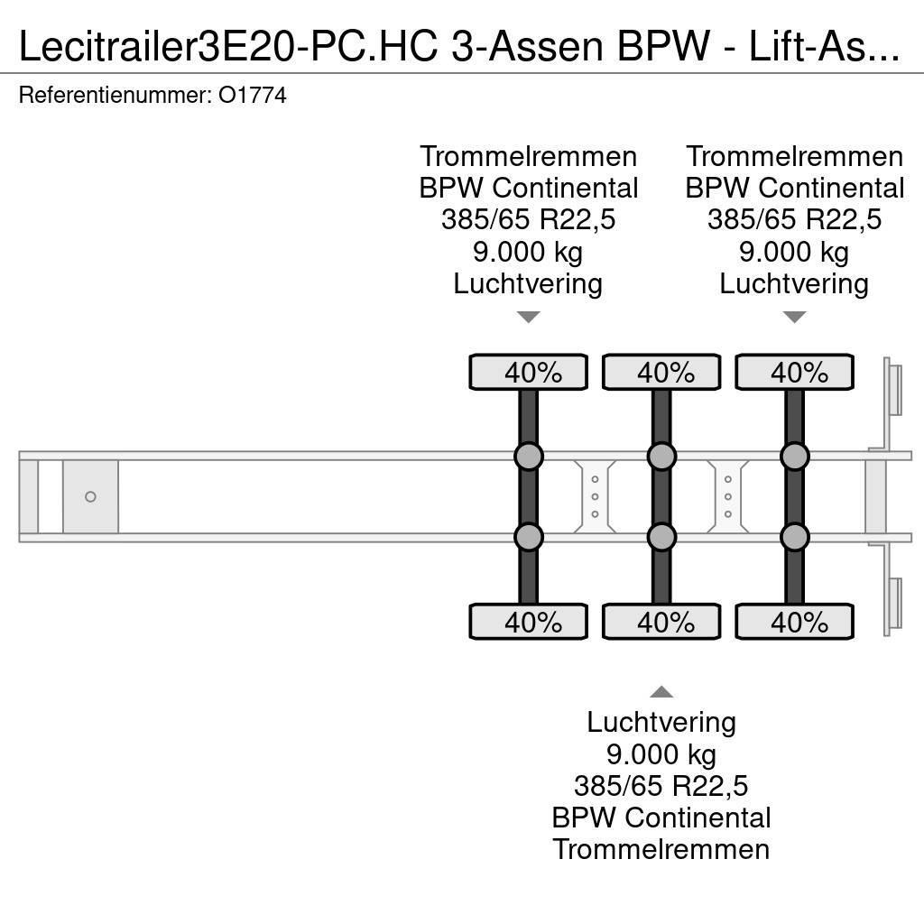 Lecitrailer 3E20-PC.HC 3-Assen BPW - Lift-As - 4800kg - 1x 20F Container semi-trailers