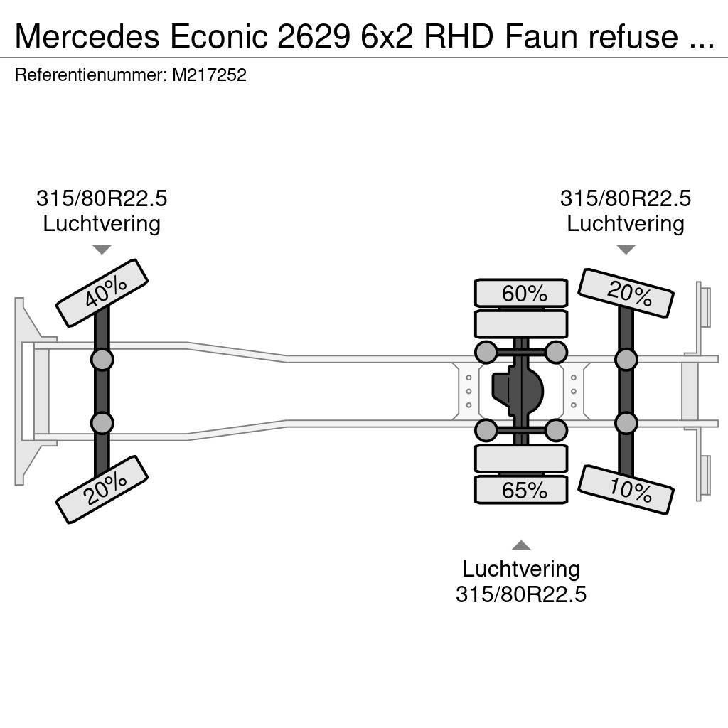 Mercedes-Benz Econic 2629 6x2 RHD Faun refuse truck Waste trucks