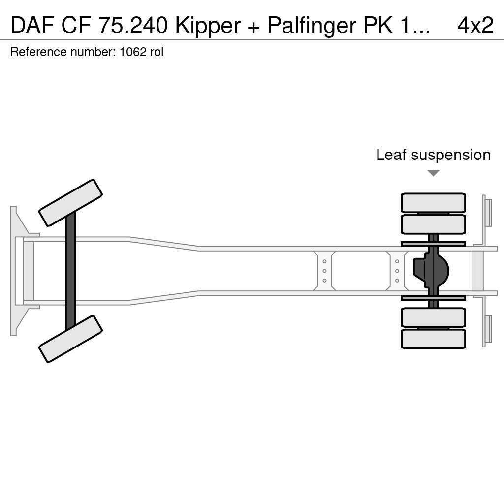 DAF CF 75.240 Kipper + Palfinger PK 10500 Crane Perfec Hook lift trucks