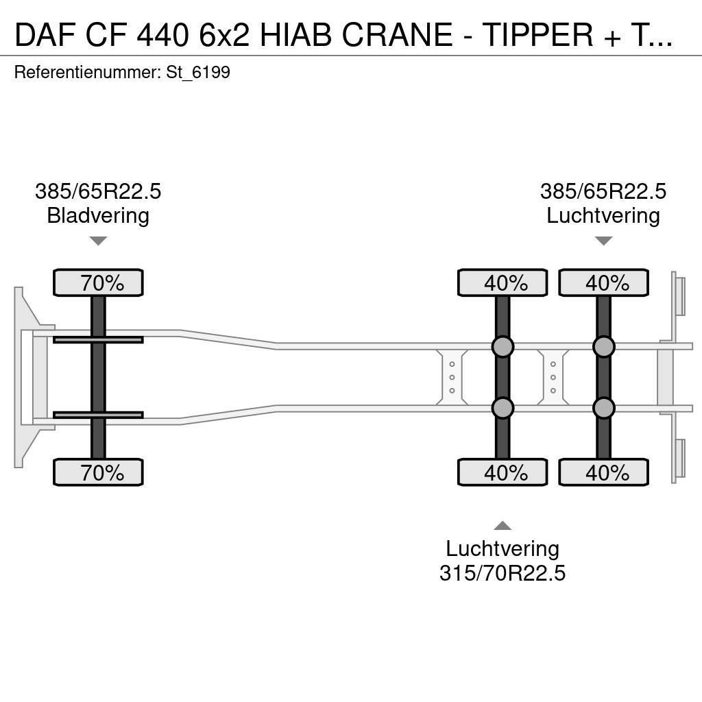 DAF CF 440 6x2 HIAB CRANE - TIPPER + TIPPER TRAILER Truck mounted cranes