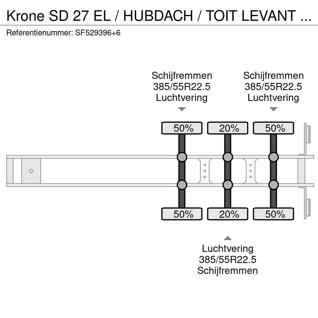 Krone SD 27 EL / HUBDACH / TOIT LEVANT / HEFDAK / COIL / Curtain sider semi-trailers