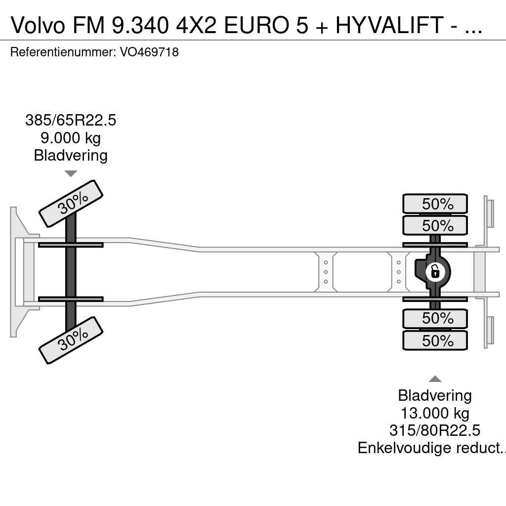 Volvo FM 9.340 4X2 EURO 5 + HYVALIFT - FULL STEEL SUSP. Skip bin truck