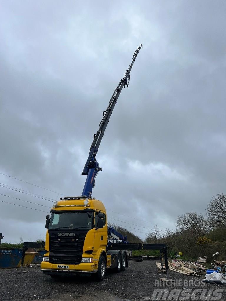 Scania R490 with PM 58.5 Flyjib crane and winch Truck mounted cranes