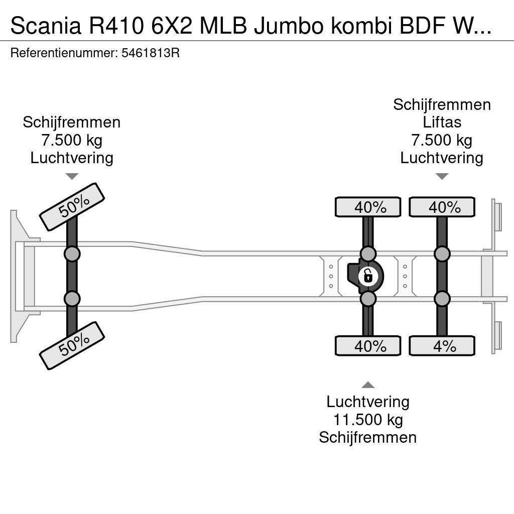 Scania R410 6X2 MLB Jumbo kombi BDF Wechsel Hubdach Retar Demountable trucks