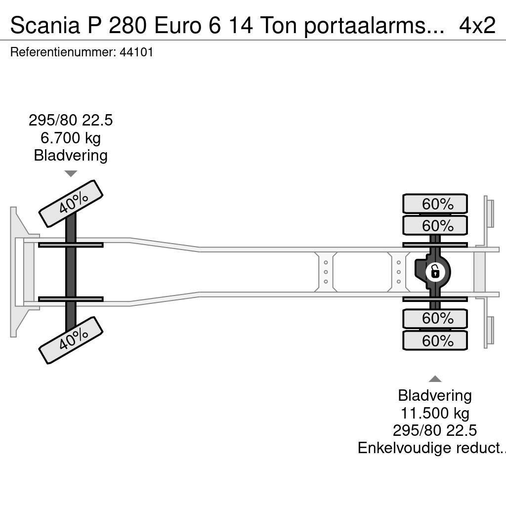 Scania P 280 Euro 6 14 Ton portaalarmsysteem Skip bin truck