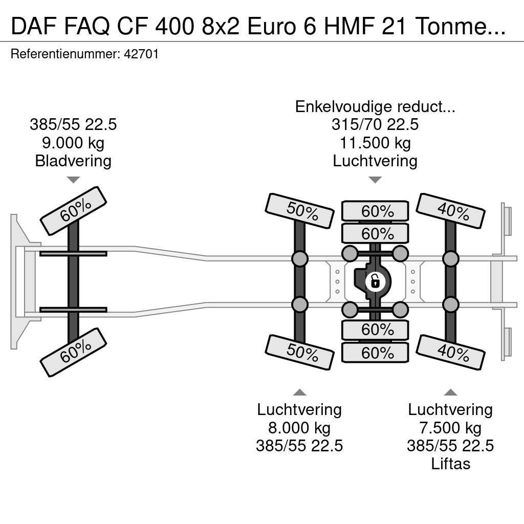 DAF FAQ CF 400 8x2 Euro 6 HMF 21 Tonmeter laadkraan Hook lift trucks